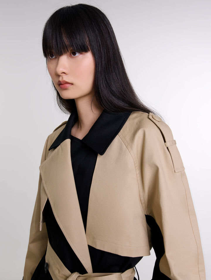 Kurzer zweifarbiger Trenchcoat