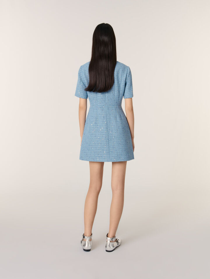 Kurzes Tweedkleid mit Pailletten