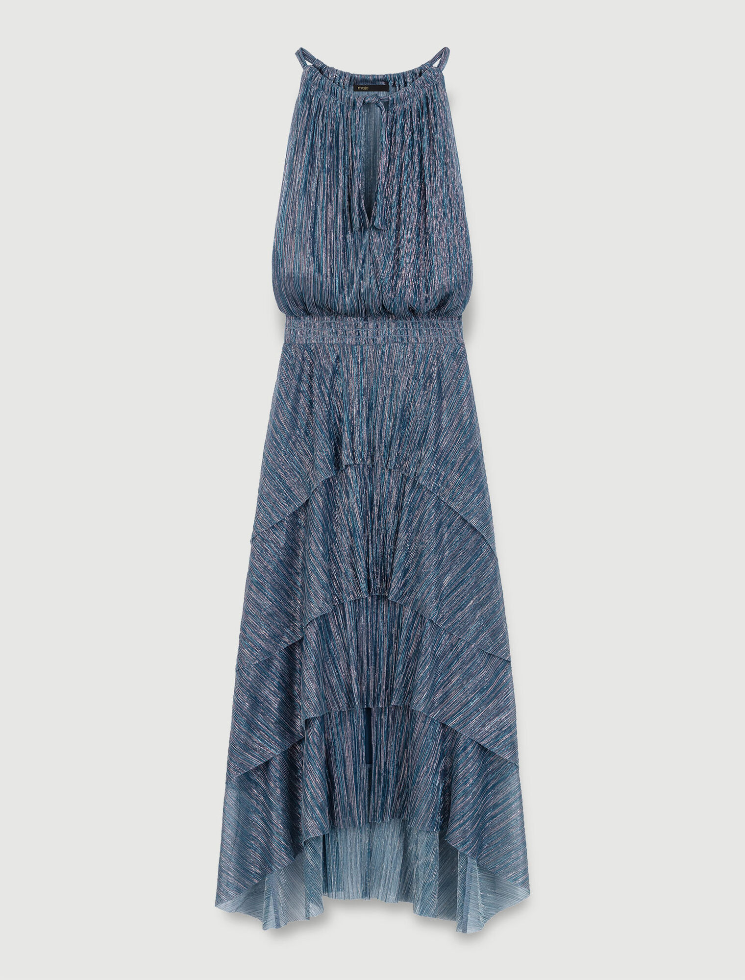 Langes Lamee-Kleid mit Volants