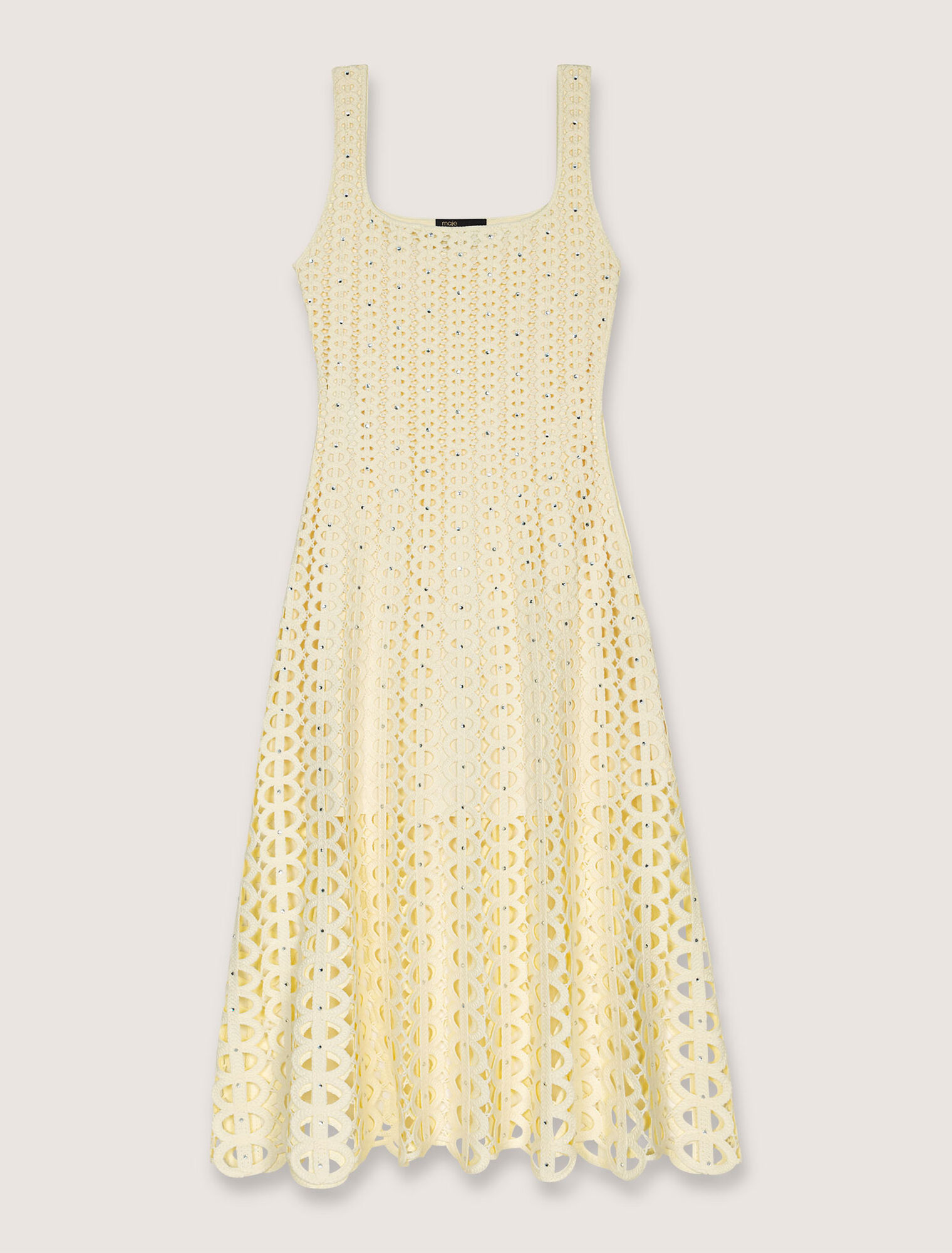 Midi-Häkelkleid mit Strass