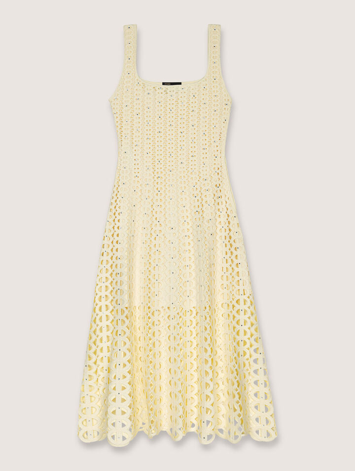 Midi-Häkelkleid mit Strass