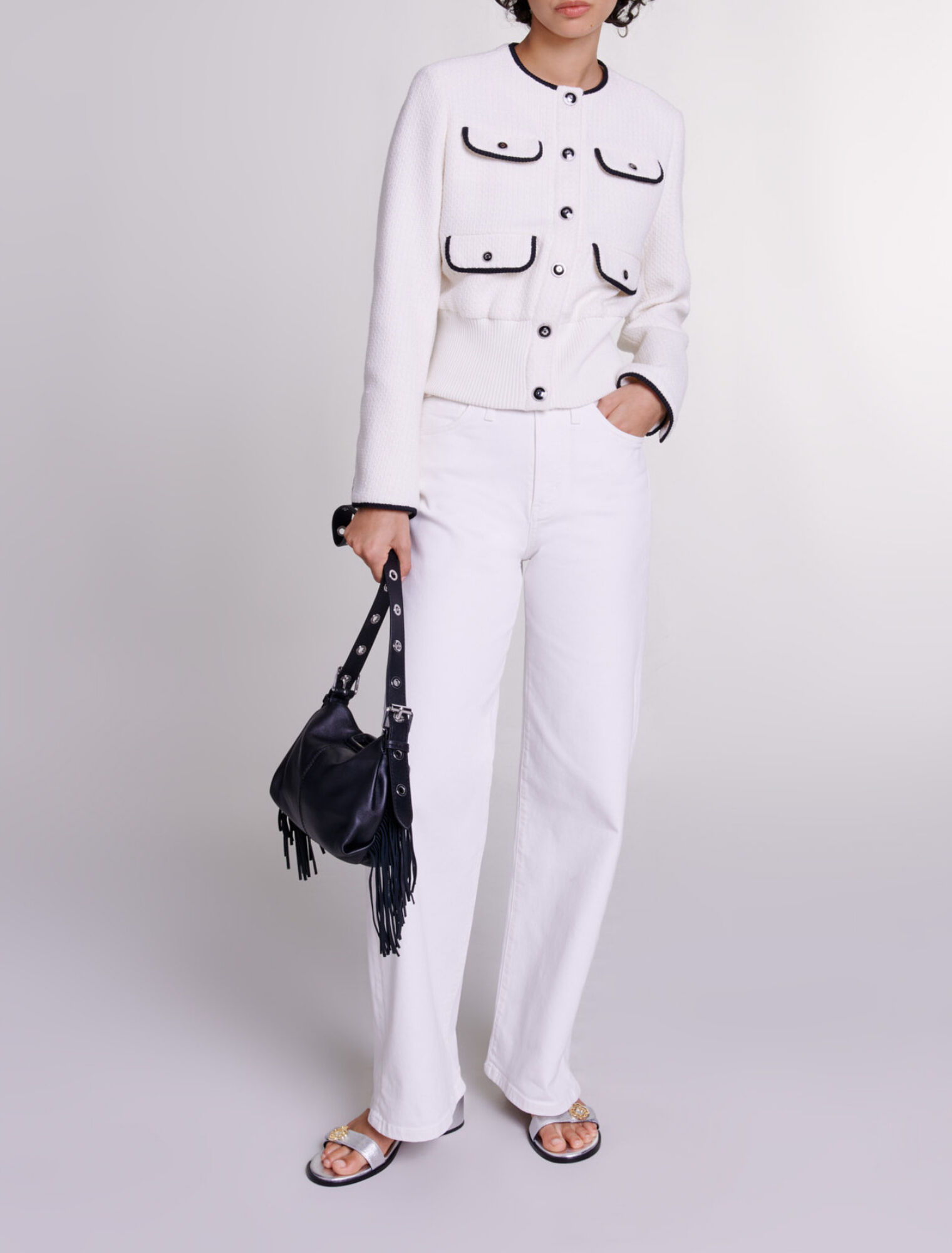 Tweed-Jacke schmale Passform