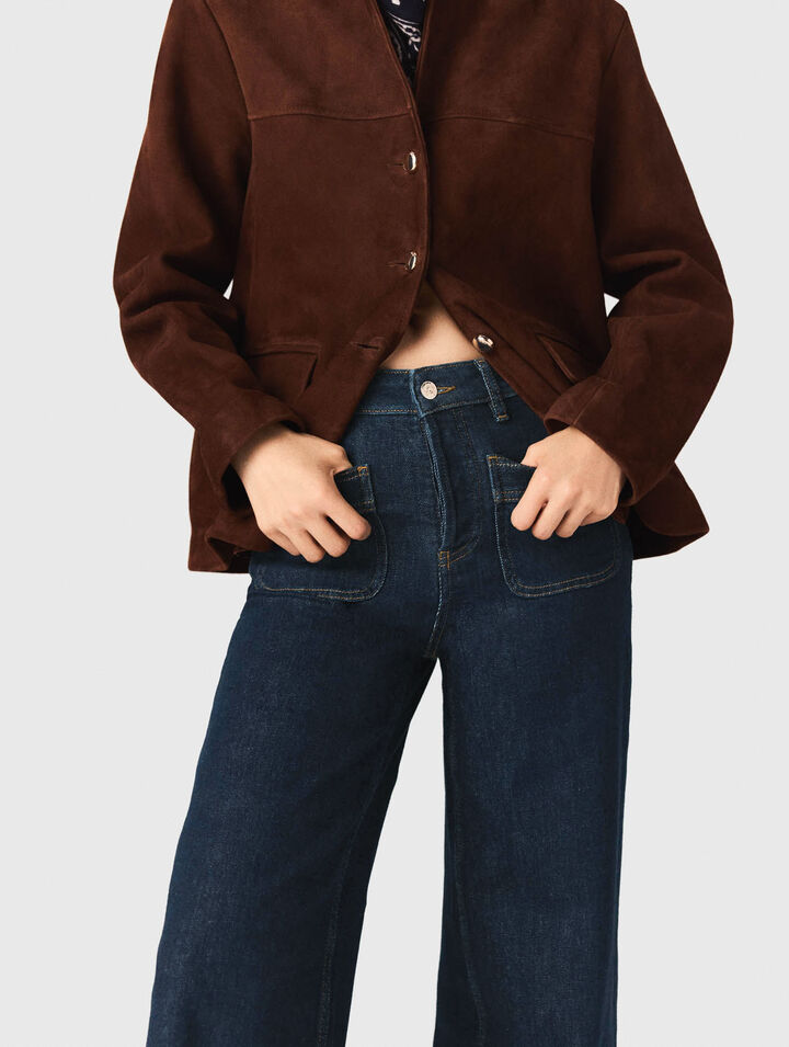 Wide jeans with patch pockets