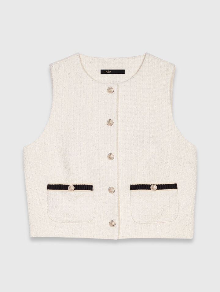 Ärmelloses Top aus Tweed-Lurex