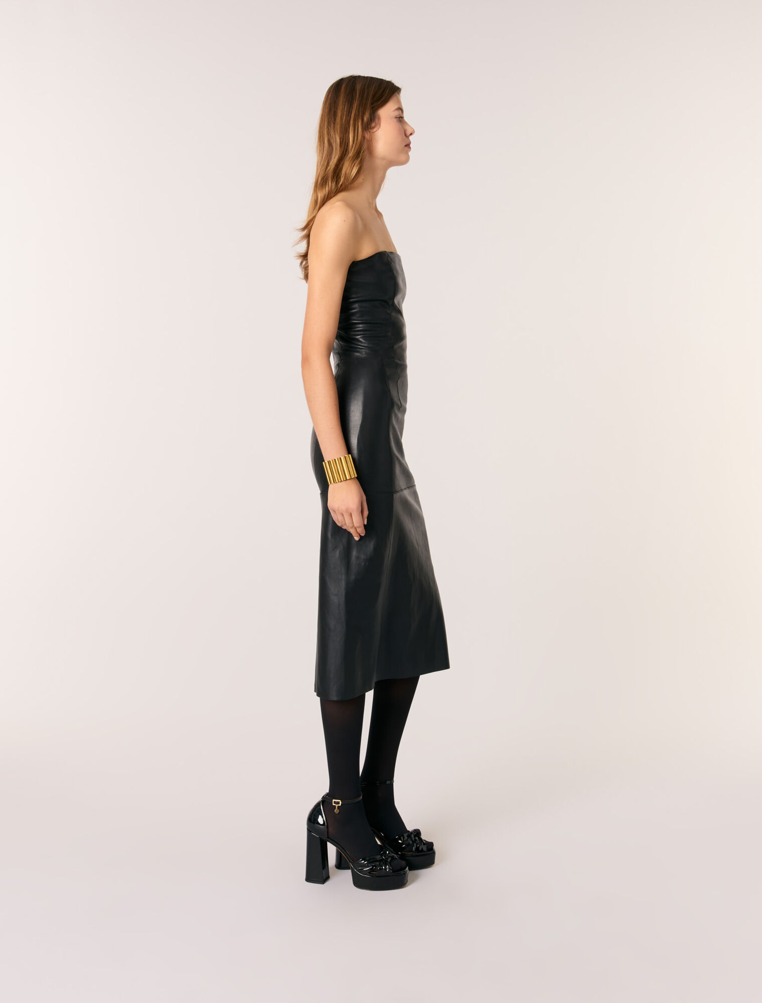Midi-Bustierkleid aus Stretch-Leder
