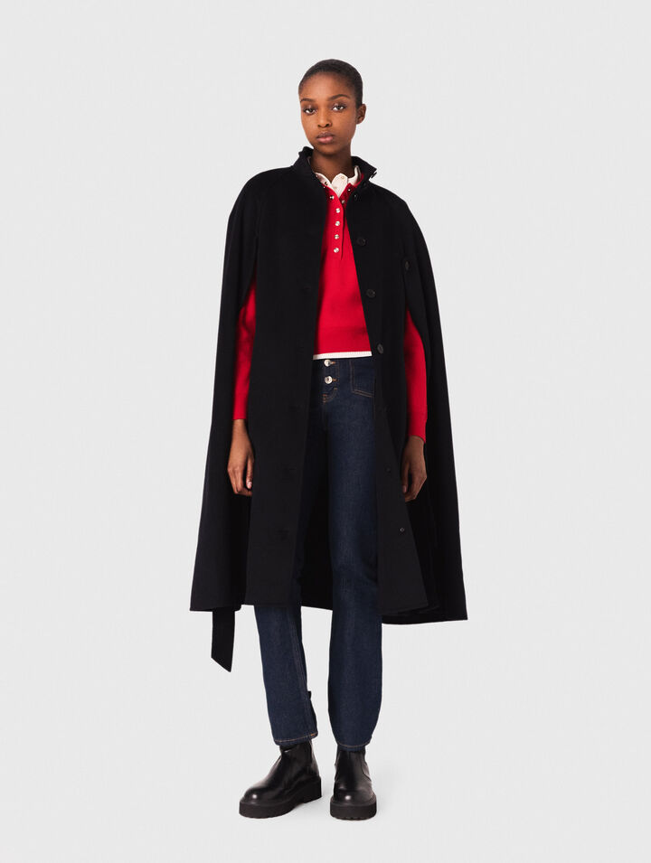 Langer Doubleface-Mantel mit Cape