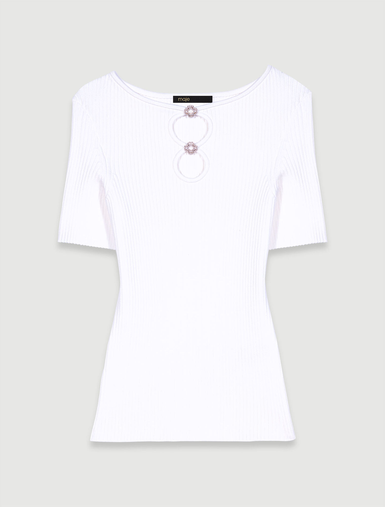 Strick-Top mit Lochmuster & Schmuck