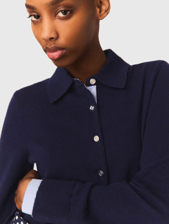 Polo-Cardigan mit Abnehm-Teilen