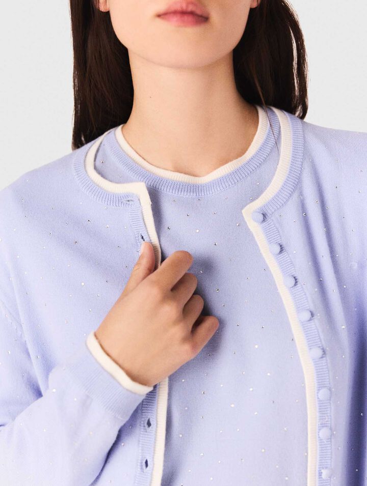 Cardigan aus 100% Wolle mit Strass