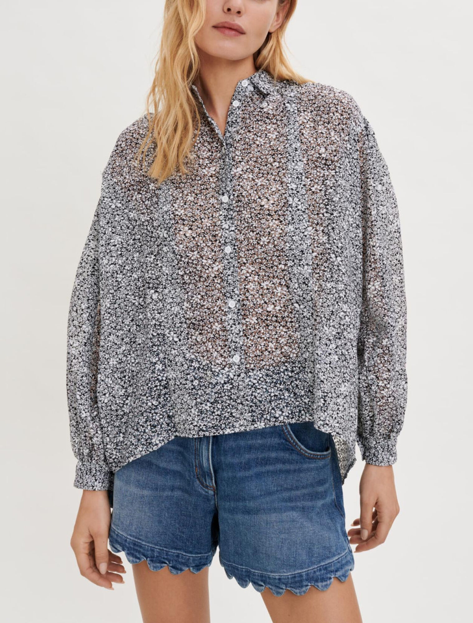 Gekipptes Hemd aus bedrucktem Jacquard