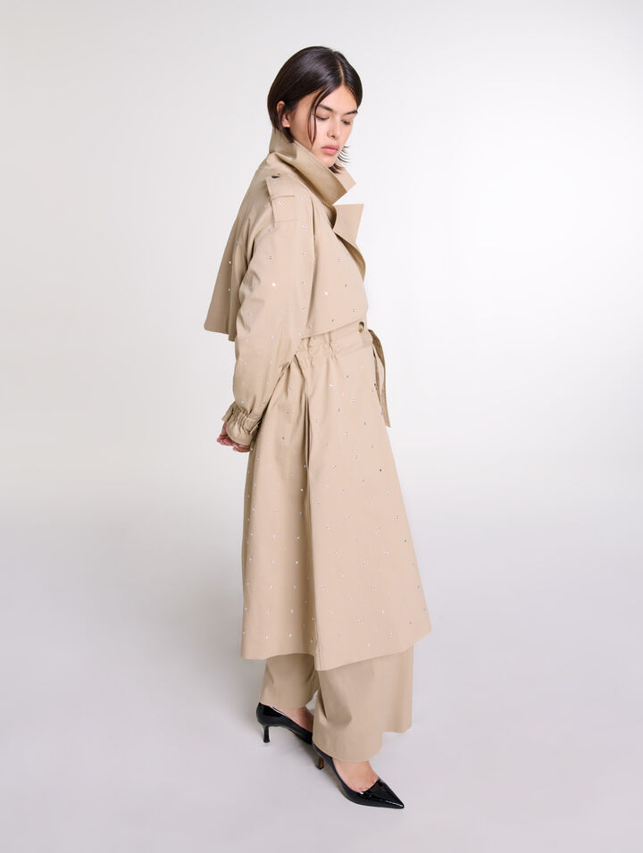 Nieten-Trenchcoat, Stretch-Taille