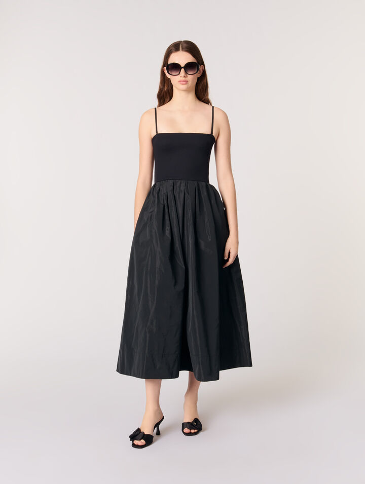 Bustierkleid aus Strick und Taft