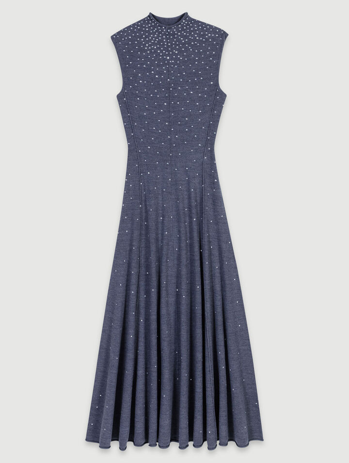 Langes Strickleid mit Strass