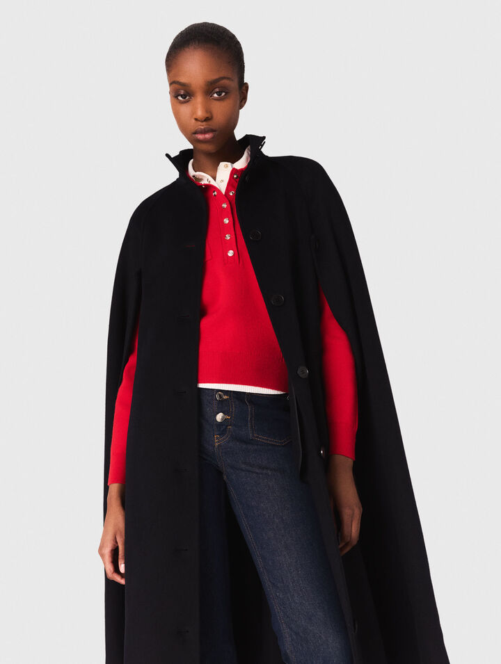 Langer Doubleface-Mantel mit Cape