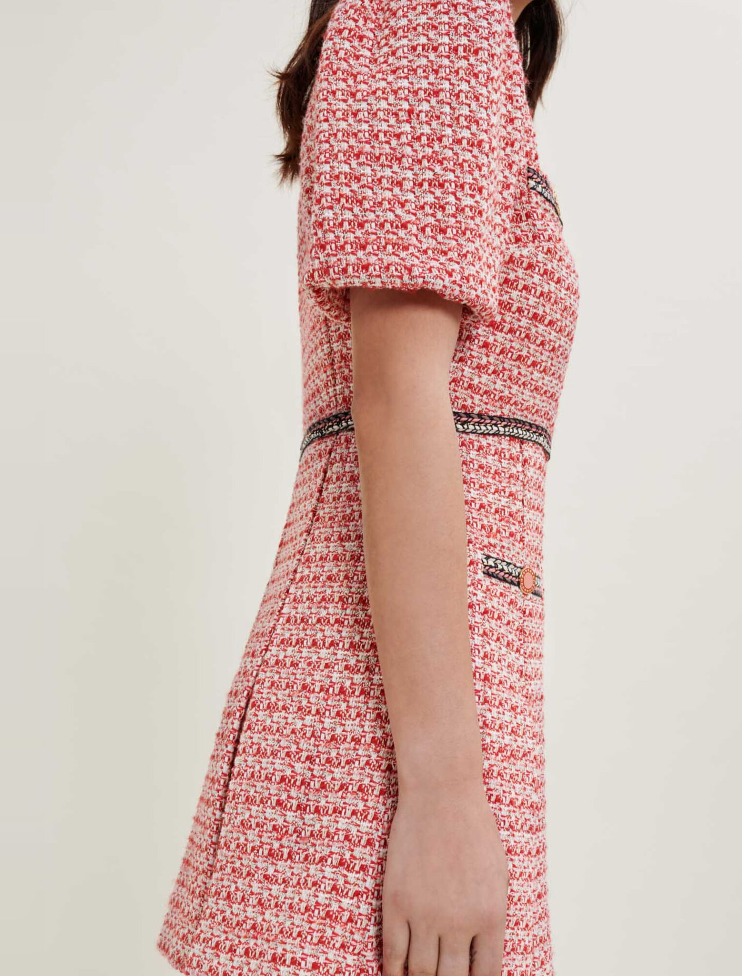 Tweed-Kleid mit Ethno-Borten