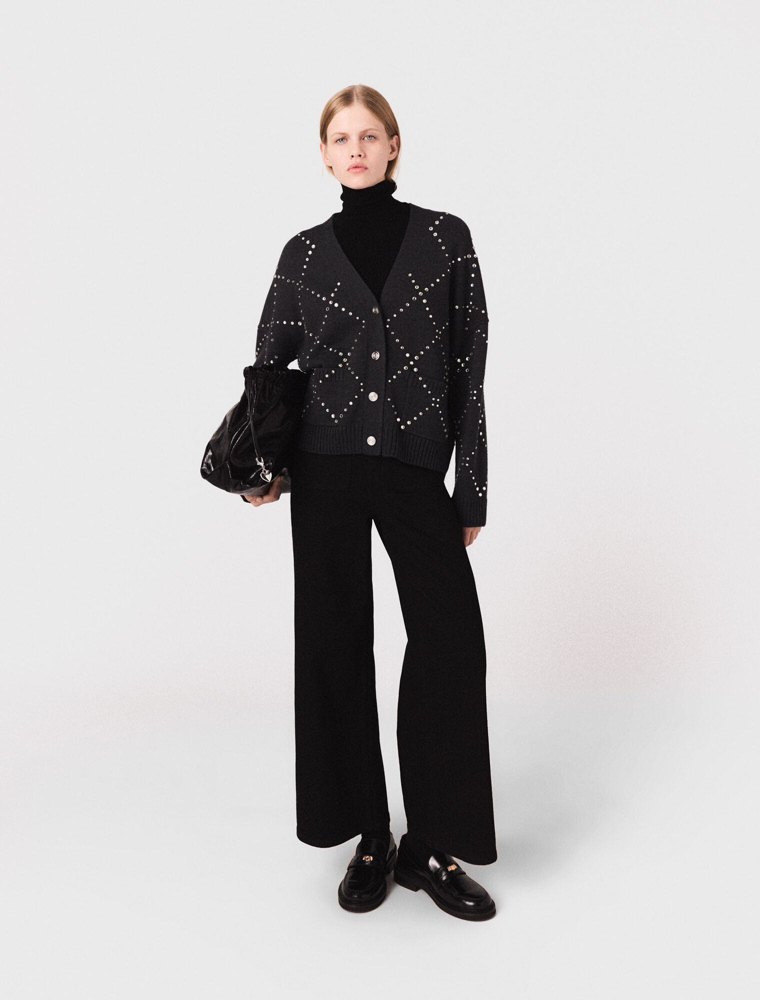 Karierter Cardigan mit Strass-Verzierung