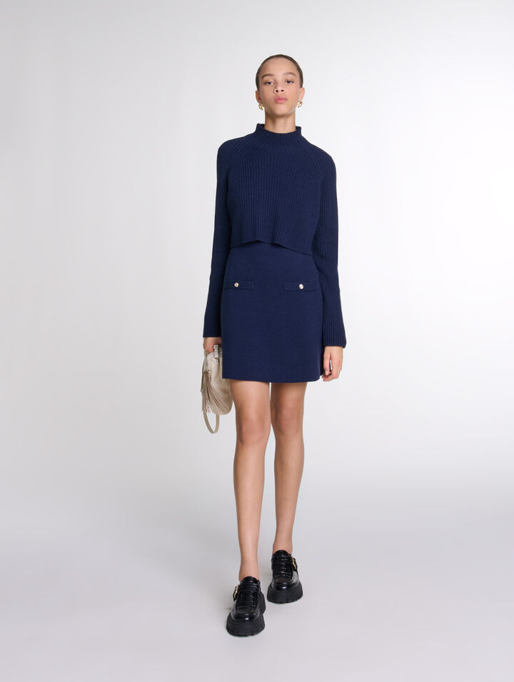 Kurzes 2-in-1 Strickkleid