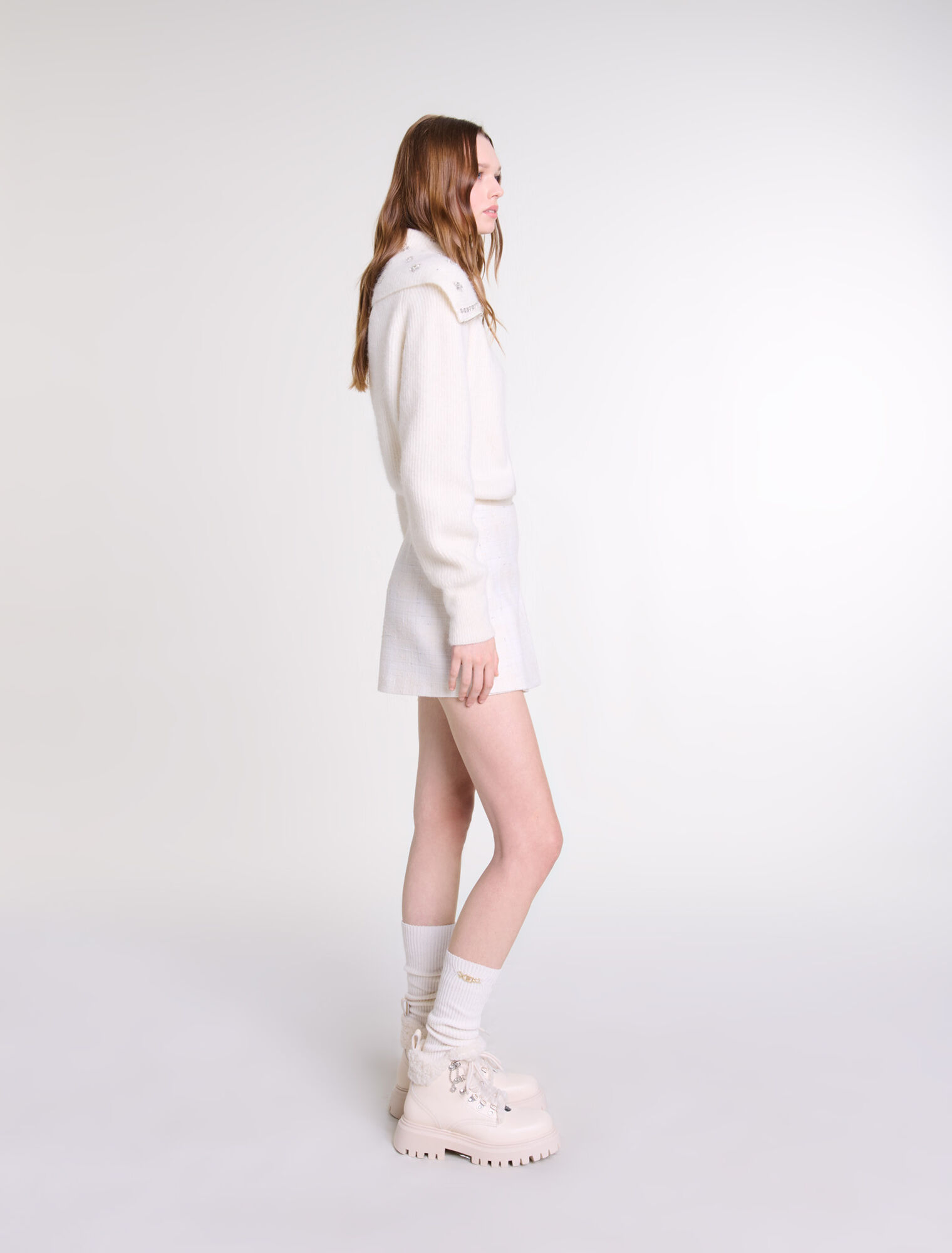 Plissierter Hosenrock aus Tweed