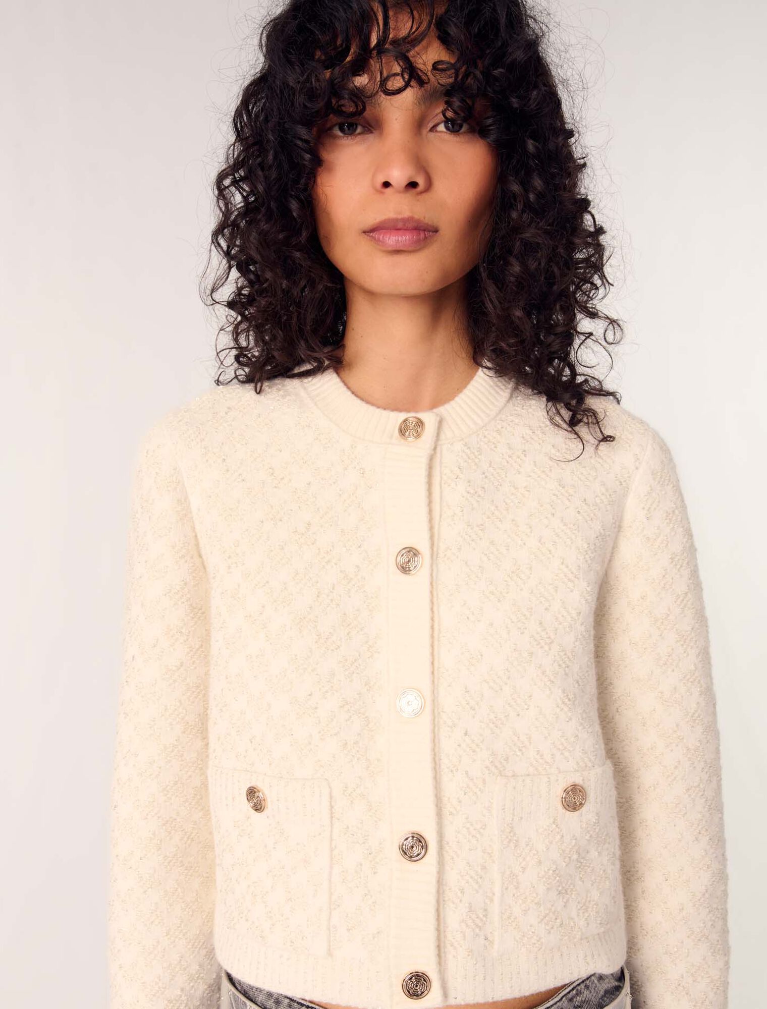 Kurzer Cardigan in Tweed-Optik