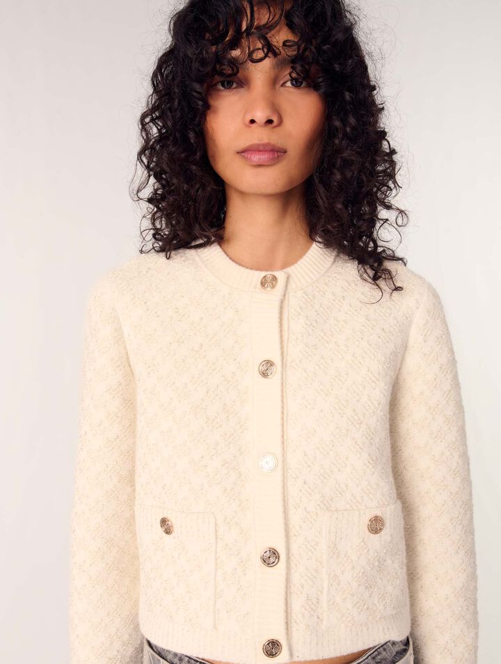 Kurzer Cardigan in Tweed-Optik