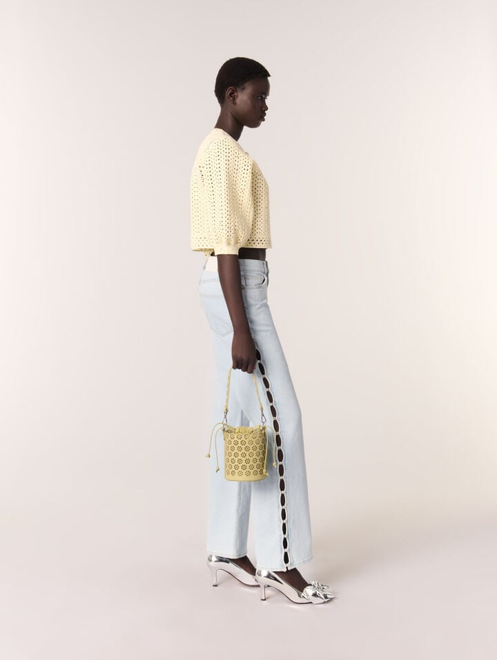 Bucket Bag aus perforiertem Leder