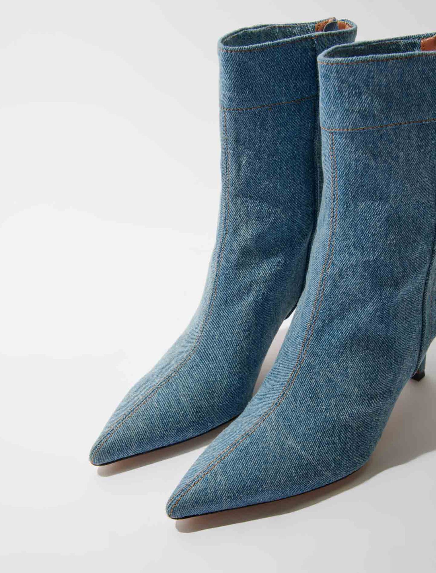 Spitze Denim-Stiefeletten
