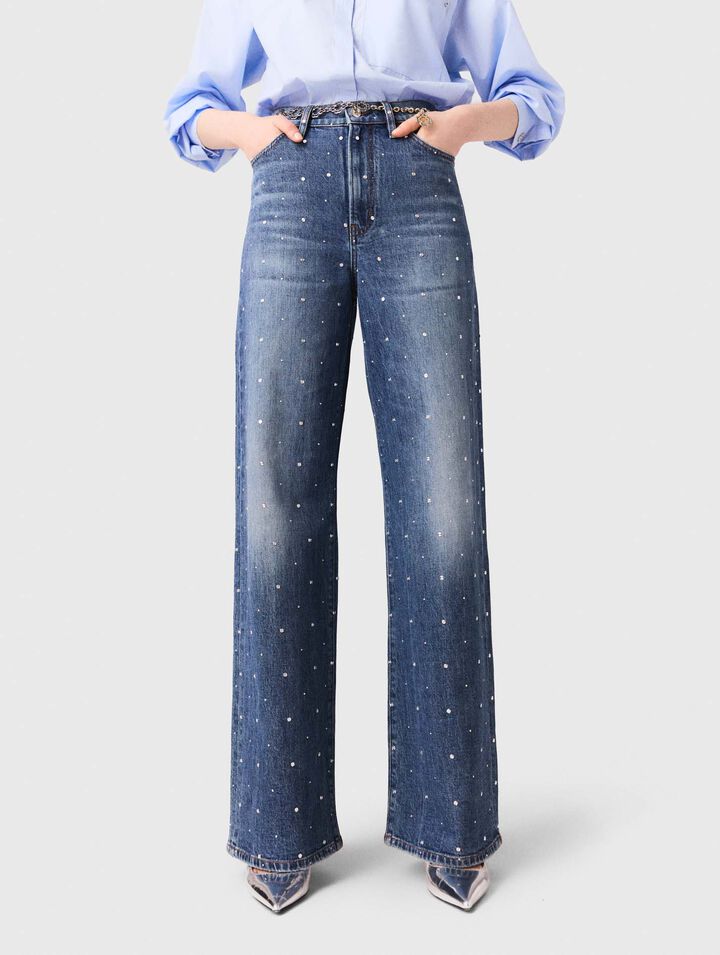 Weite Denim-Jeans mit Nieten