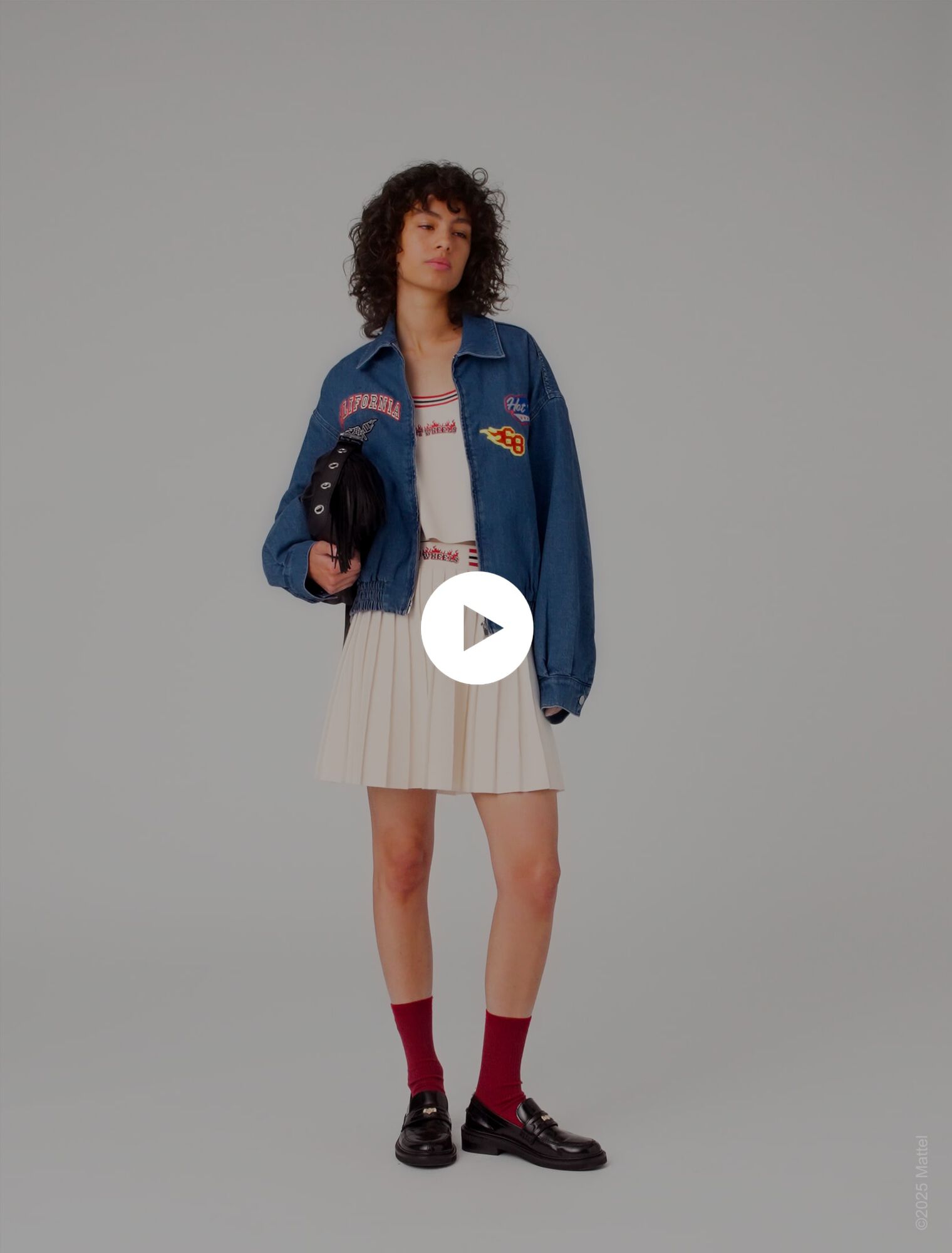 Oversize-Denimjacke mit Stickerei