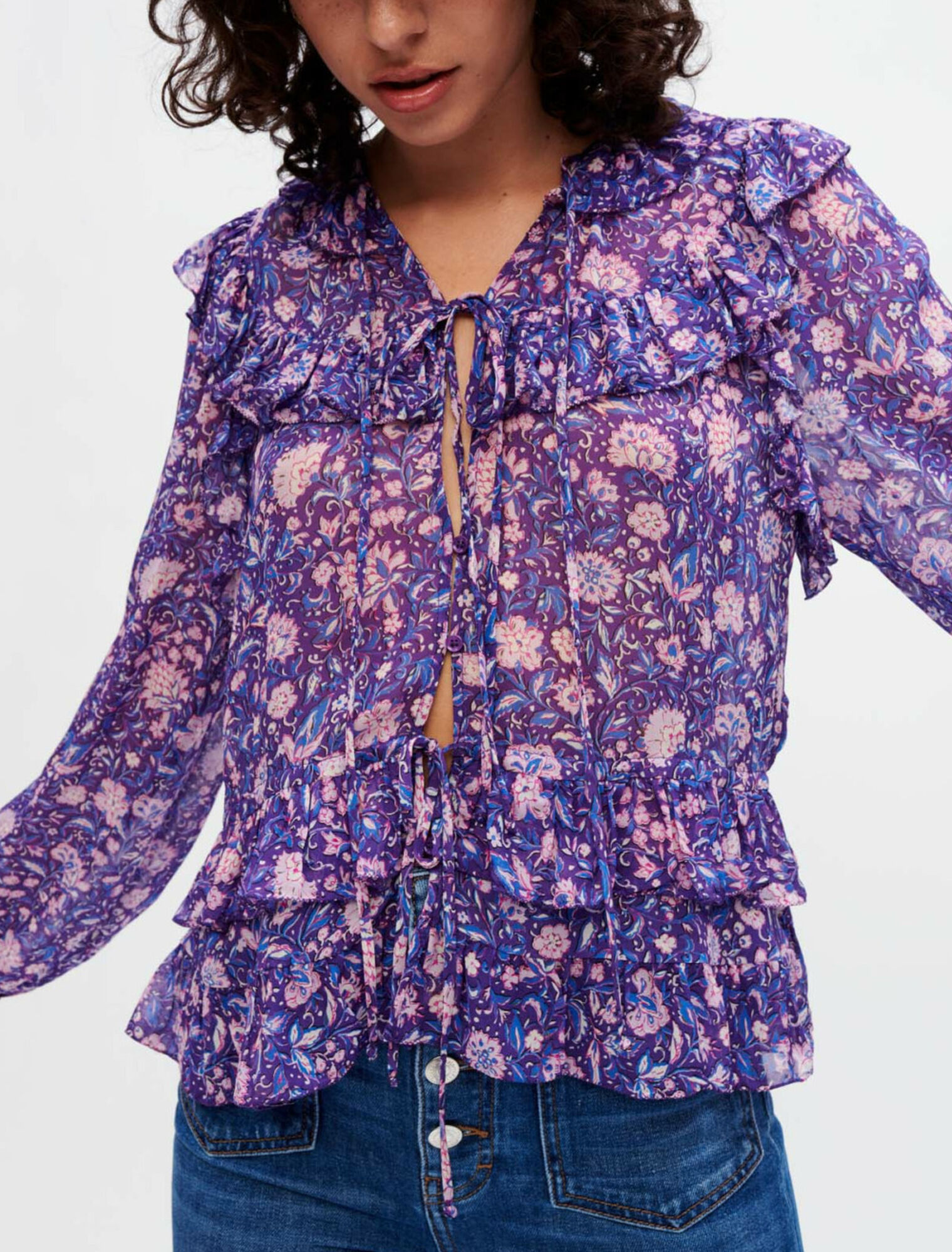 Top aus bedruckter Viskose Dahlia