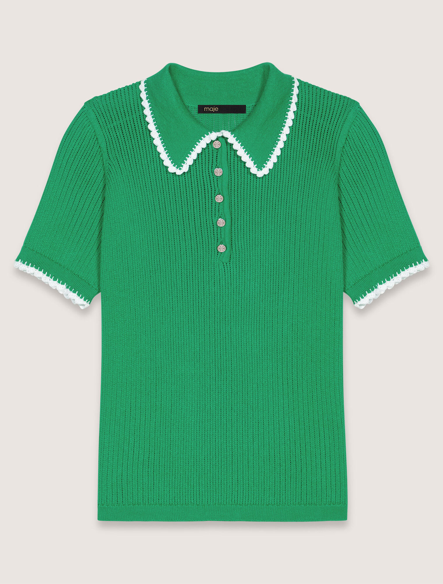 Poloshirt aus Pointelle-Strick