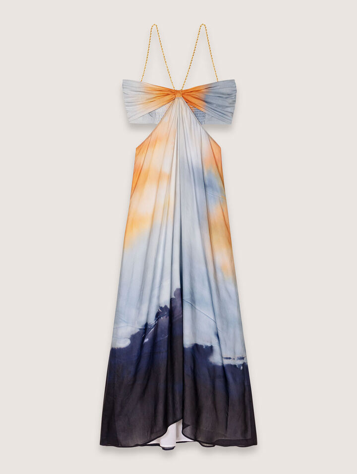 Langes Kleid mit Batik-Muster