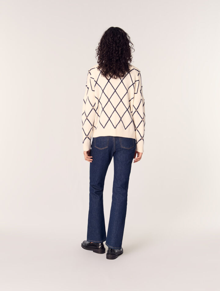 Strick-Cardigan mit Rautenmuster