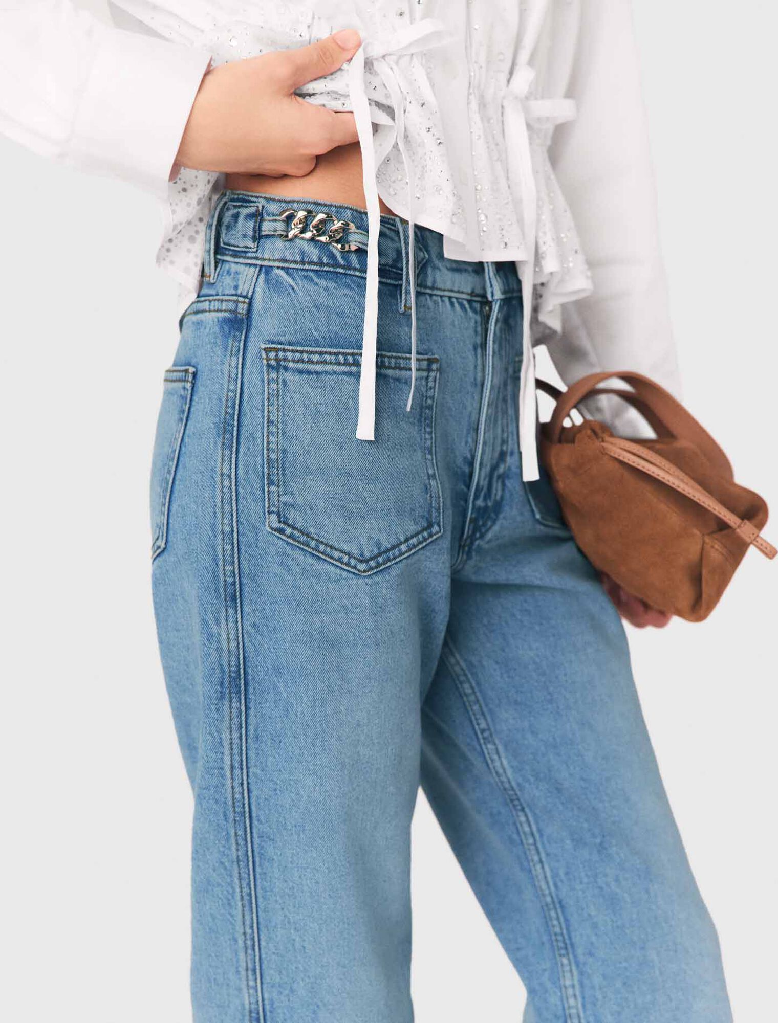 Gerade Jeans mit Ketten