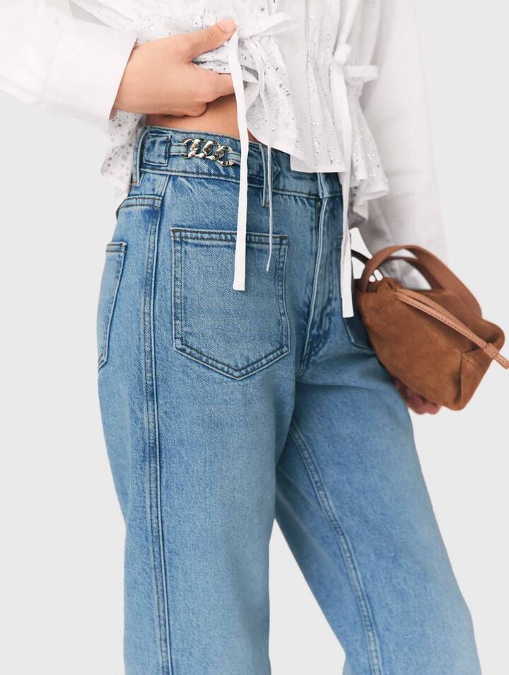 Gerade Jeans mit Ketten
