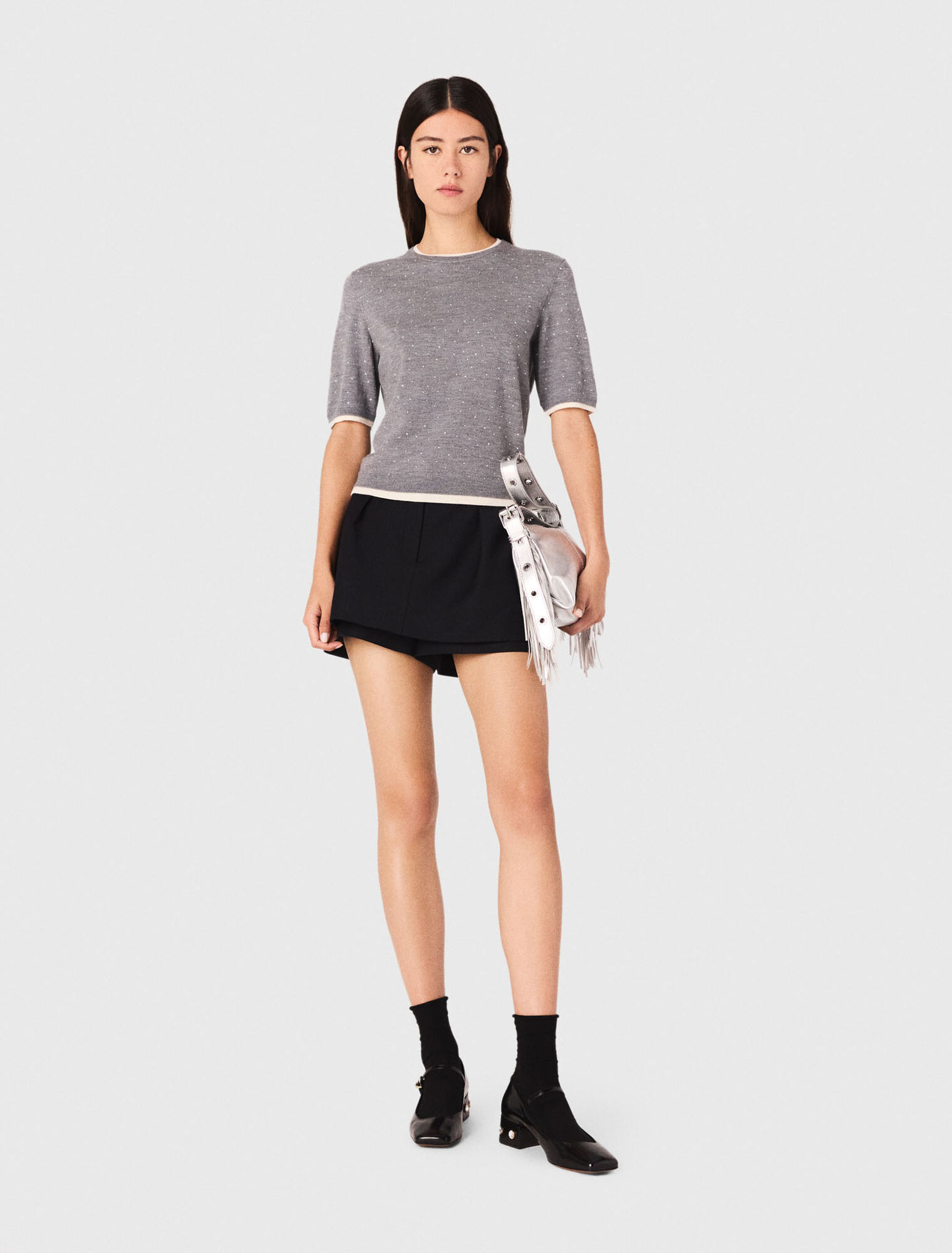 Pullover aus 100% Wolle mit Strass