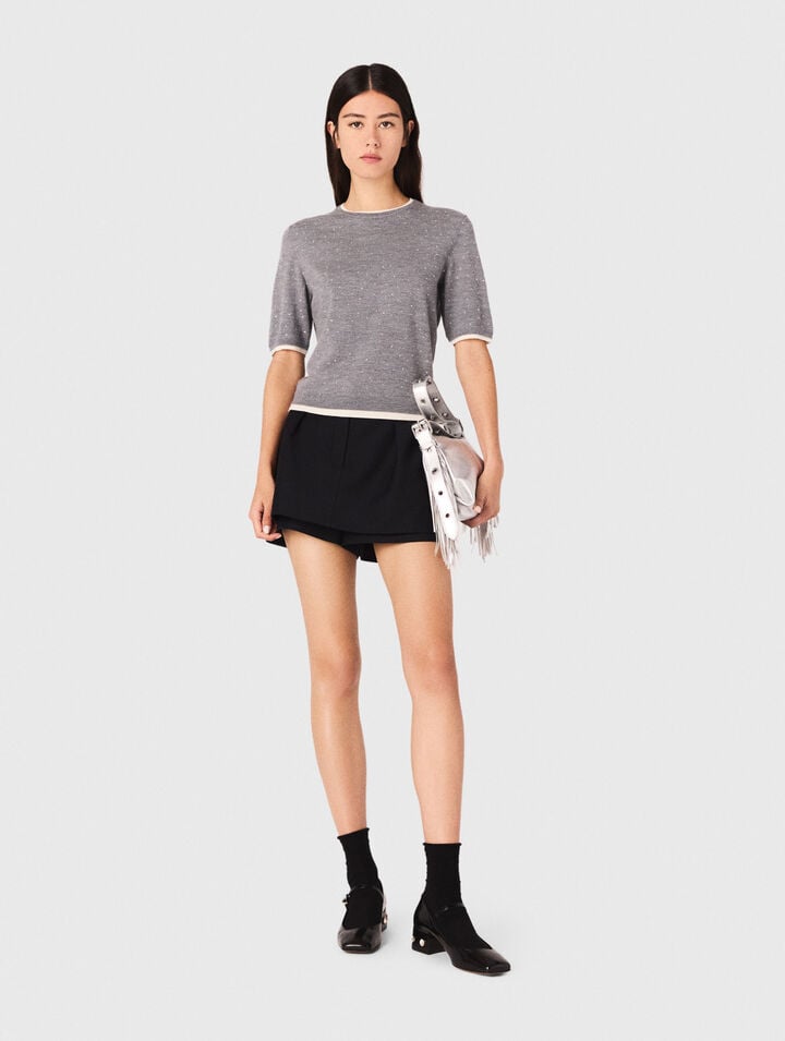 Pullover aus 100% Wolle mit Strass