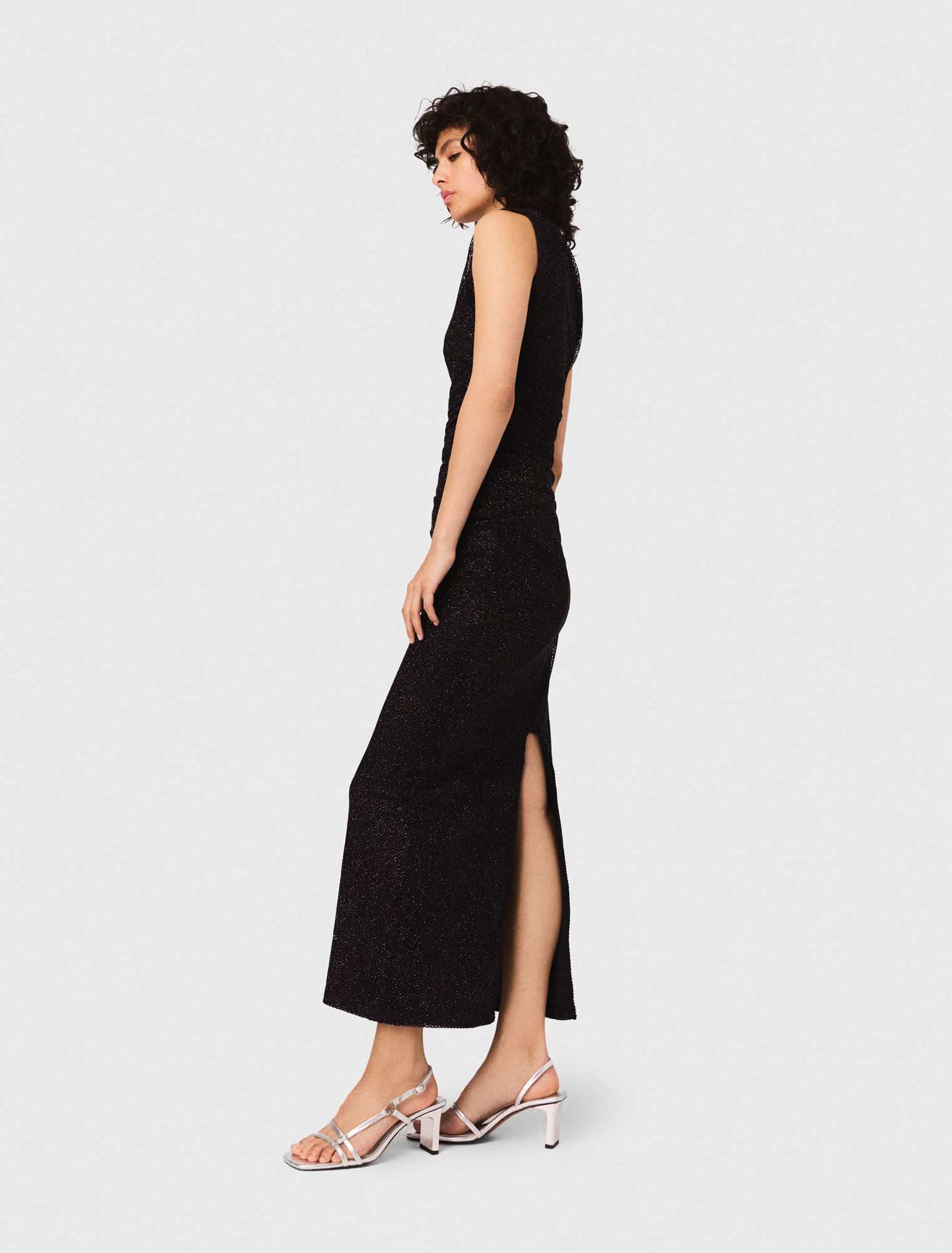 Asymmetrisches Strickkleid mit Strass