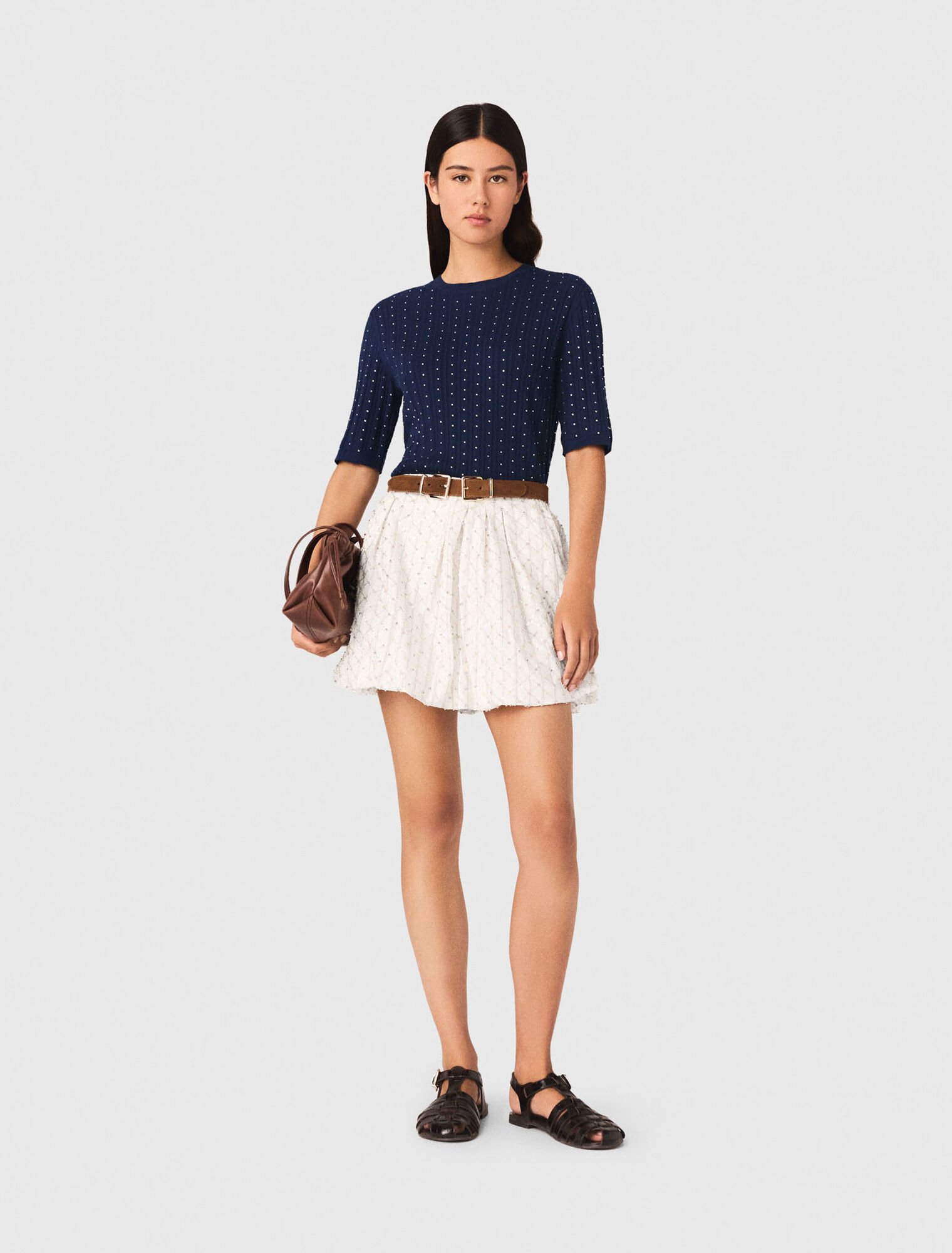 Rundhalspullover mit Strass