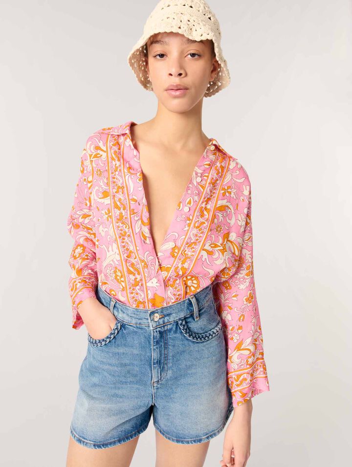 Shorts aus Denim mit Flechtdetails