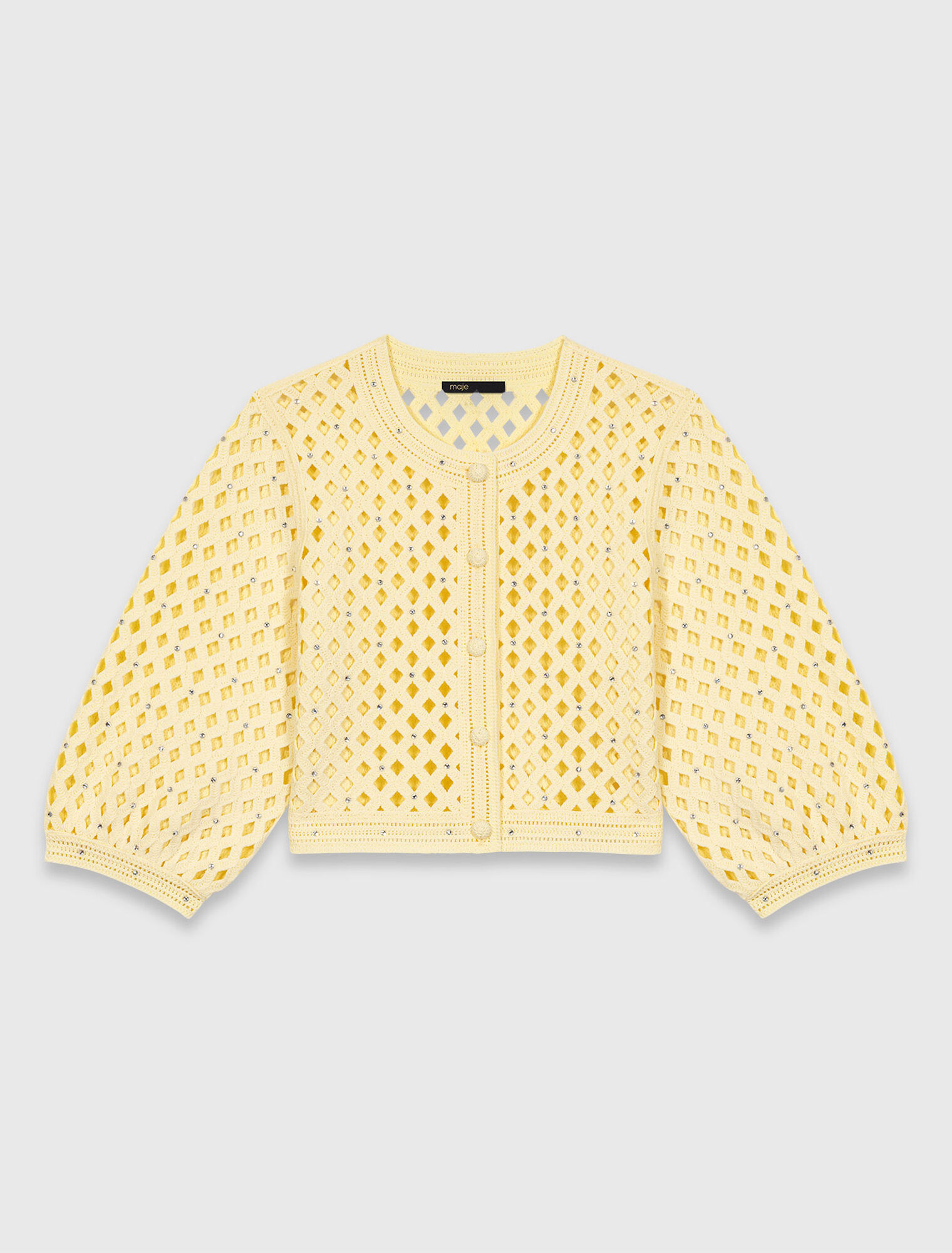 H&auml;kelcardigan mit Strass