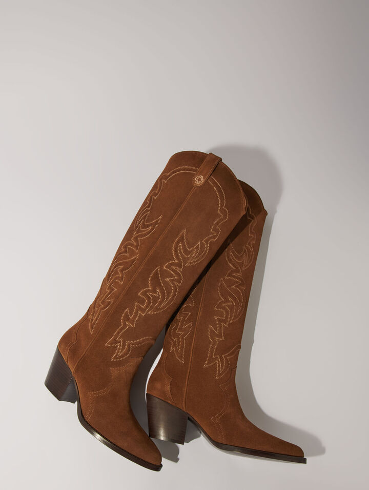 Santiags Stiefel aus Veloursleder