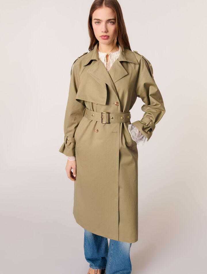 Trenchcoat mit Nieten und Kragen