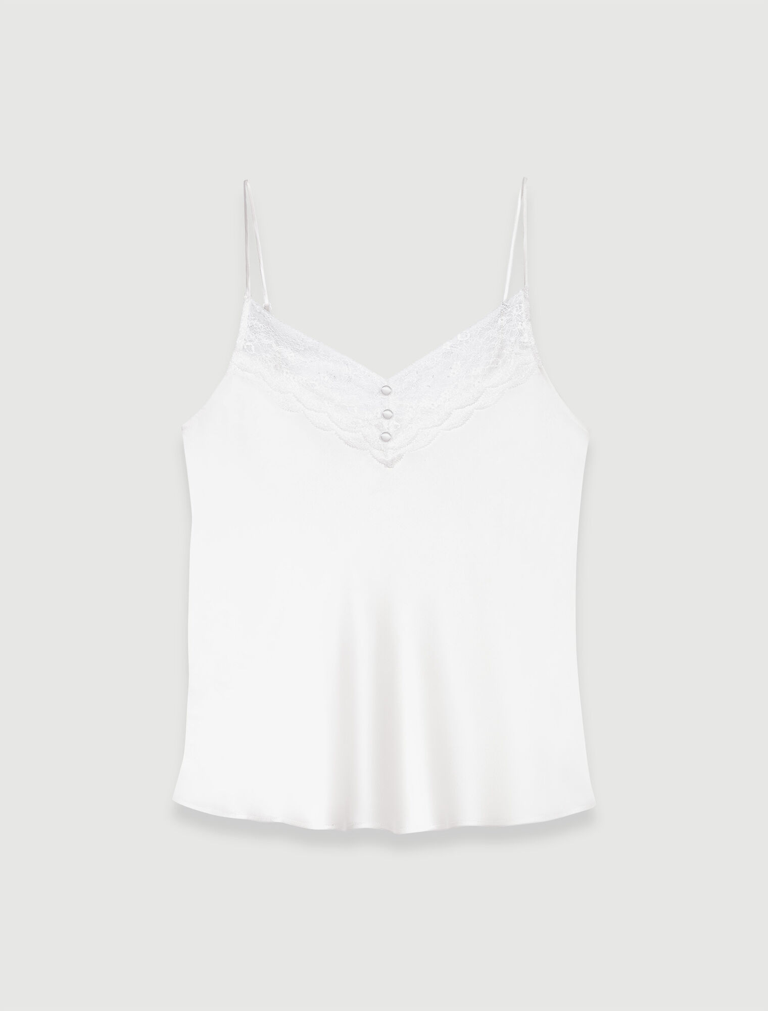 Top aus Seidensatin und Spitze