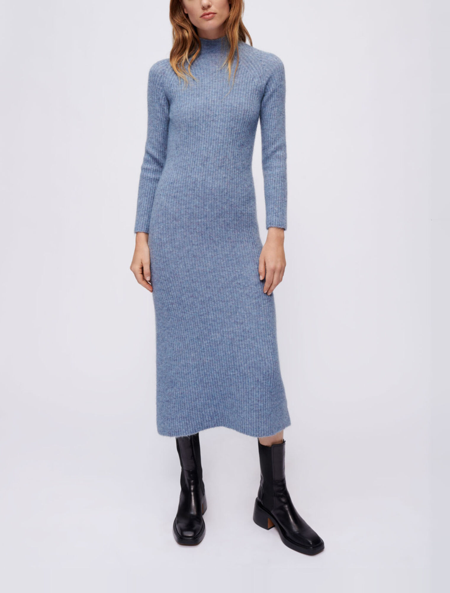 Kleid aus Mohair mit Stehkragen