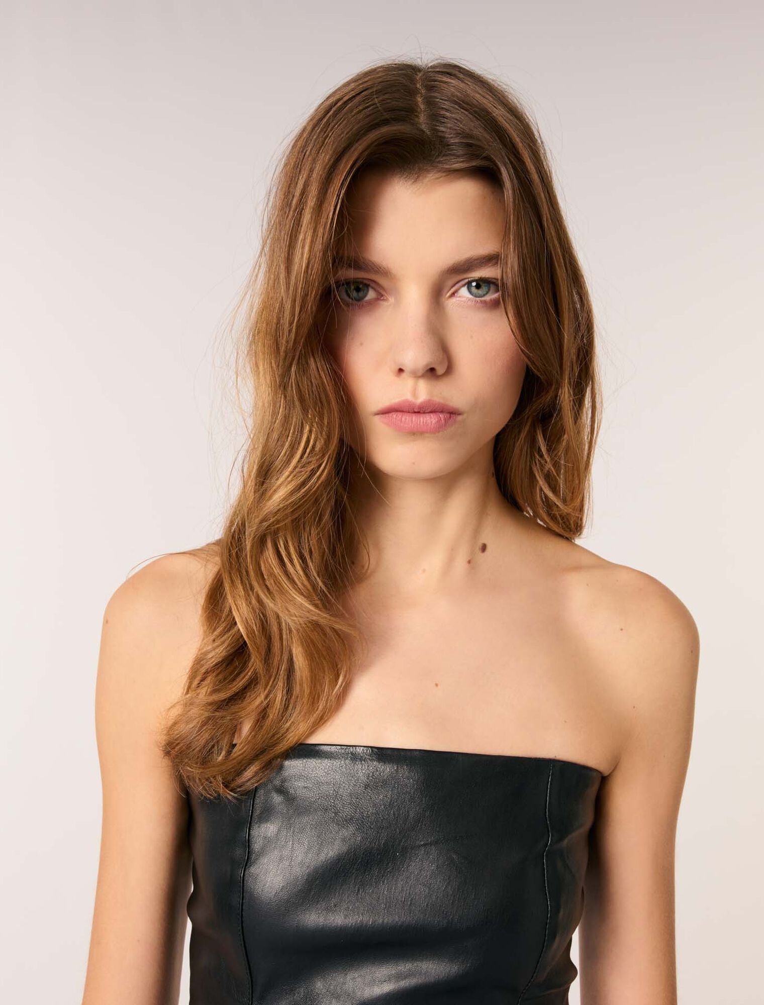 Midi-Bustierkleid aus Stretch-Leder