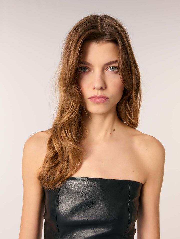 Midi-Bustierkleid aus Stretch-Leder