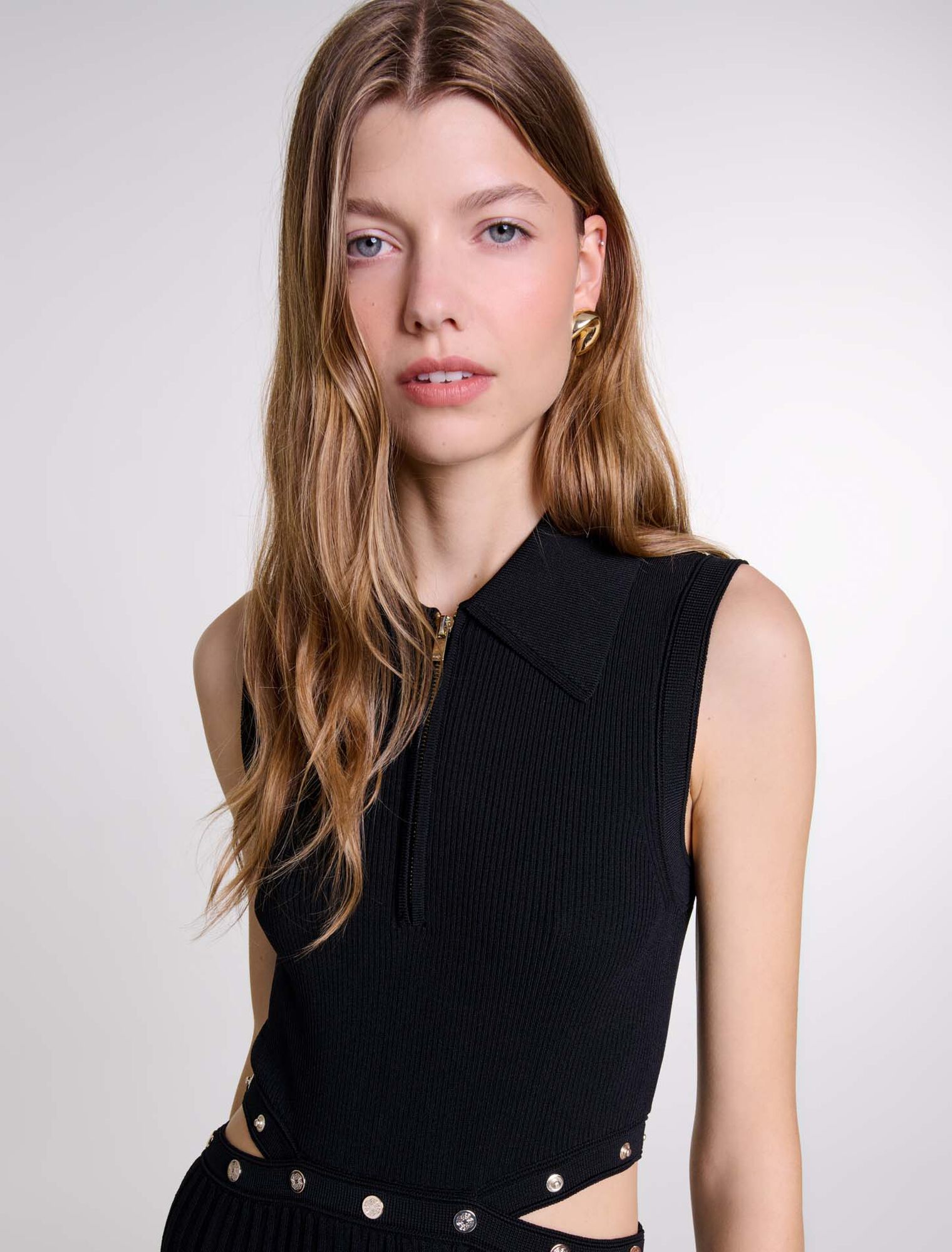 Langes Kleid aus Rippstrick