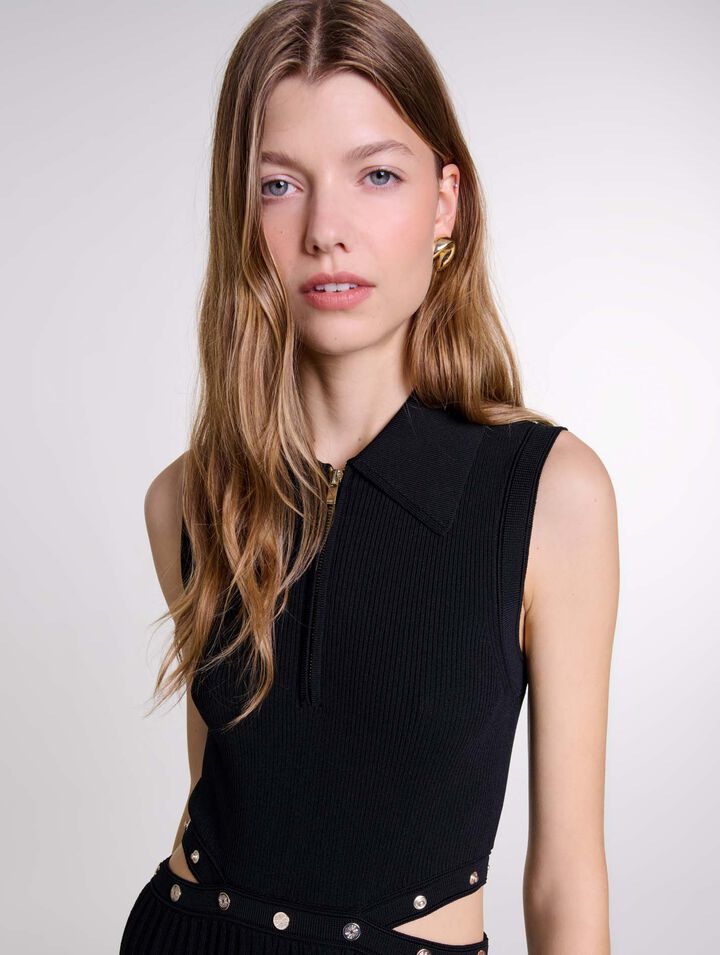 Langes Kleid aus Rippstrick