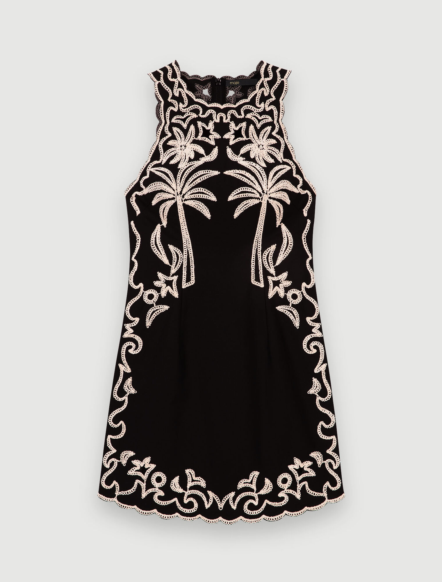 Kurzes Kleid mit Palmenstickerei