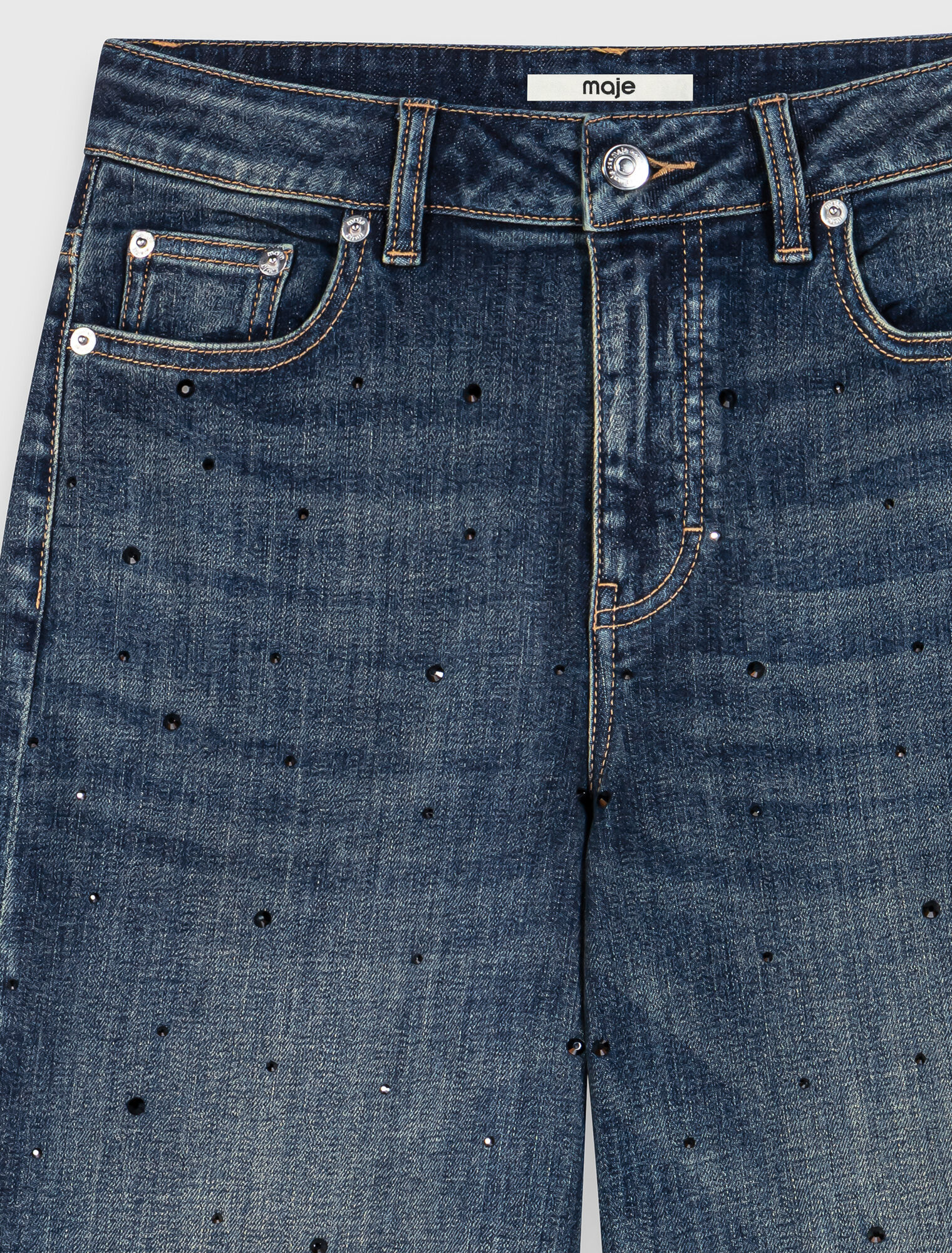 Weite Jeans mit Strass